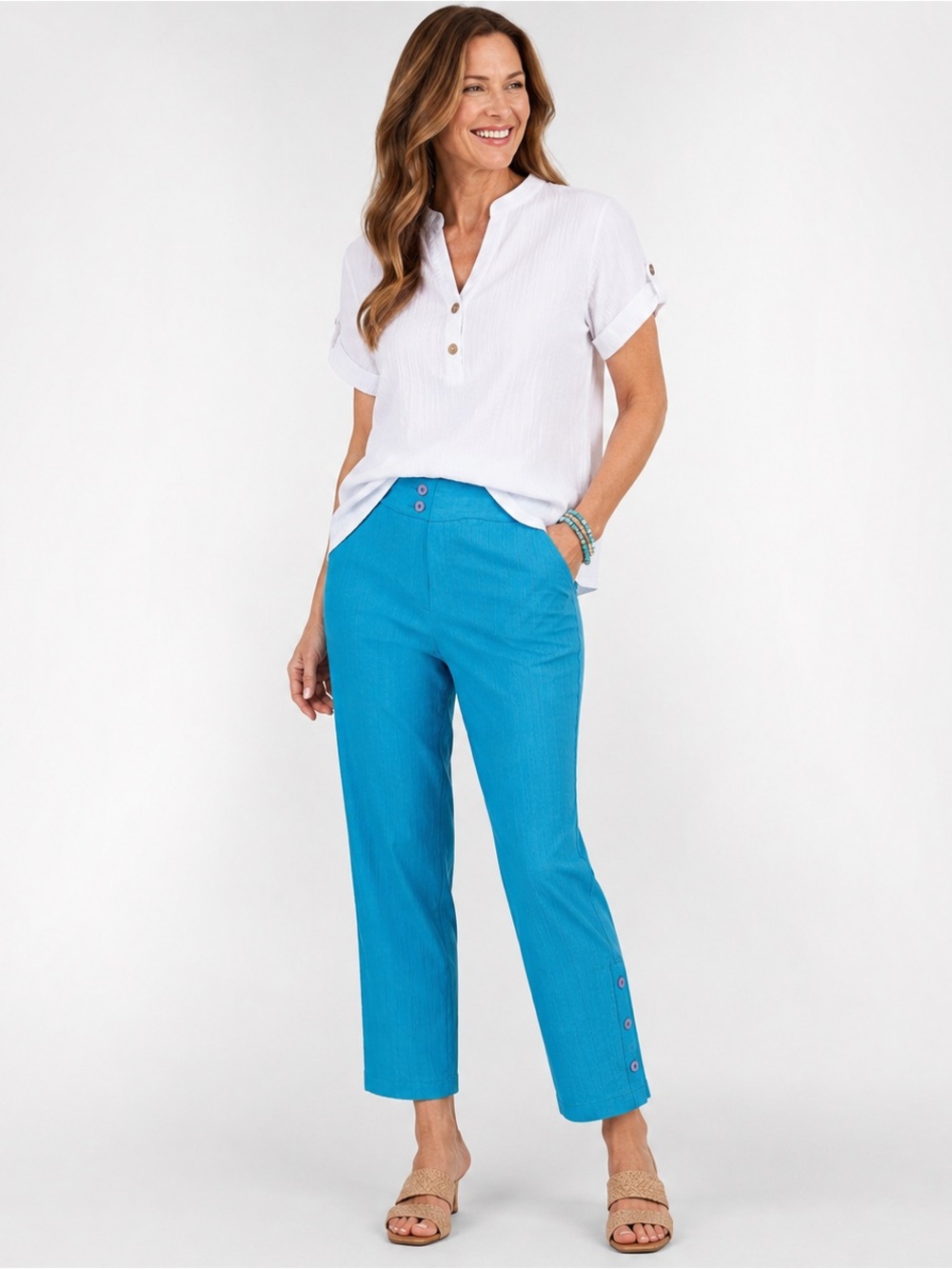 Multiples Fashion Breeze Teal Pull-On Pants NWT Size 8 $45 Retail